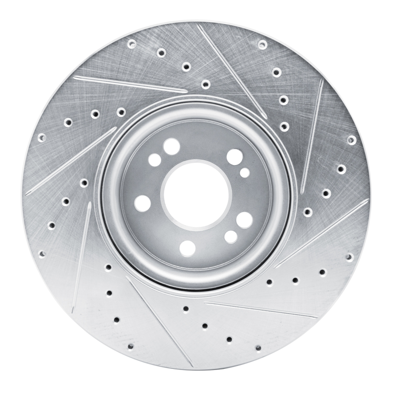 Mercedes-Benz GLE350 Brake Rotor (1) - Front Left - R1 Concepts - Drilled & Slotted - Silver - `20-`23